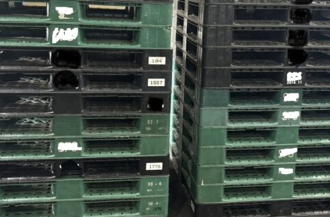 中古プラスチックパレット片面4方差し1100×1100×120H　滋賀県甲賀市内　