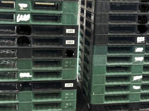 中古プラスチックパレット片面4方差し1100×1100×120H　滋賀県甲賀市内　